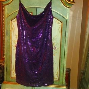 Formal Fall Mini Purple Dress with Sequins